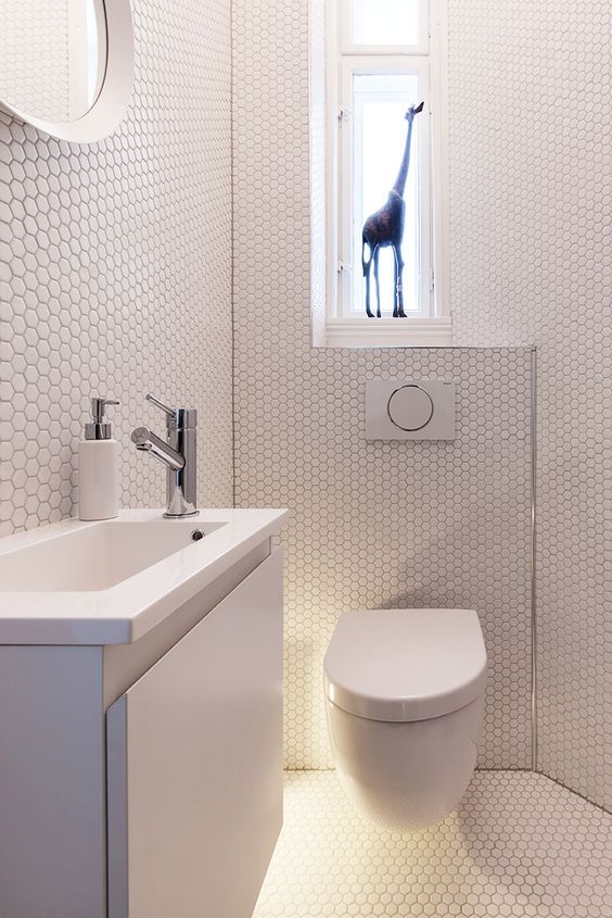 Mosaic lục giác ốp lát toilet