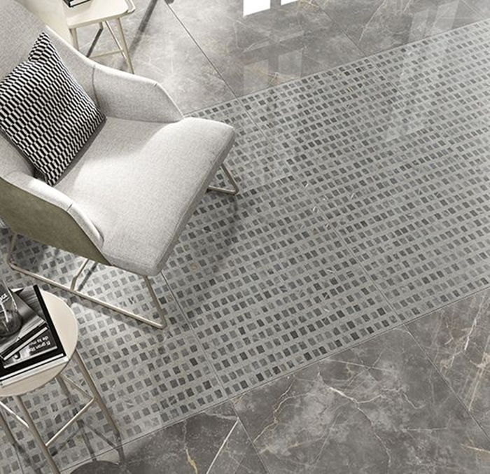 Gạch terrazzo kết hợp marble xám